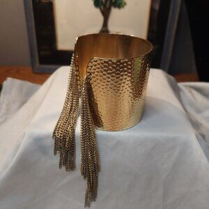 Vintage Gold Cuff Bracelet w/ Fringe